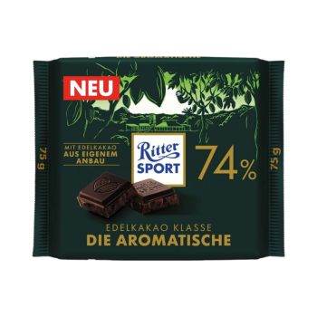742547 Ritter Sport Edelkakao ­Klasse Die Aromatische 74 Prozent, 75g